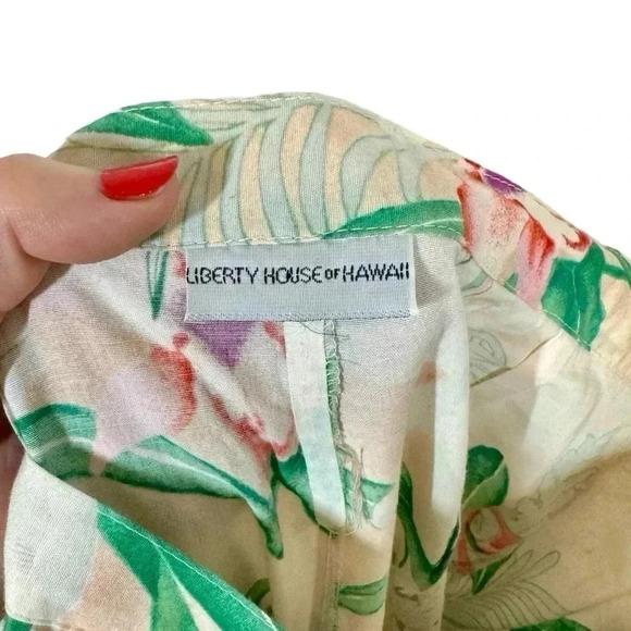 Vintage Liberty House of Hawaii Hawaiian Floral Wide Leg Pleated Cotton Pants - Picture 9 of 9